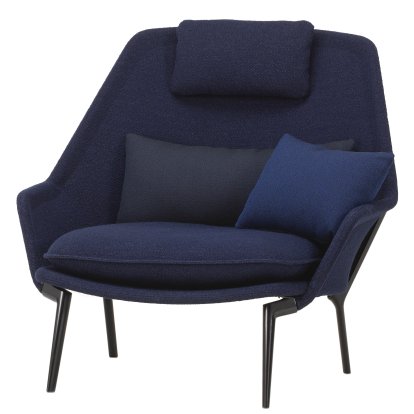 Chaise Slow Chair, Pieds thermolaqué noir, Bleu foncé