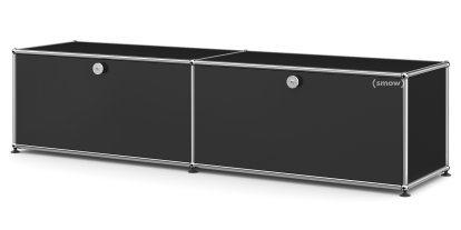 Meuble bas Lowboard L USM Haller avec deux portes abattantes, Noir graphite RAL 9011
