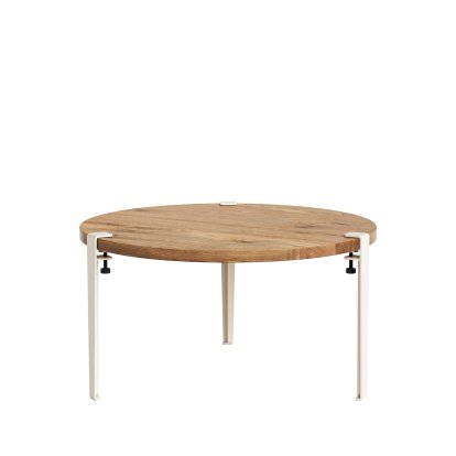 Table basse Brooklyn Tiptoe, Chêne ancien recyclé, Blanc crème