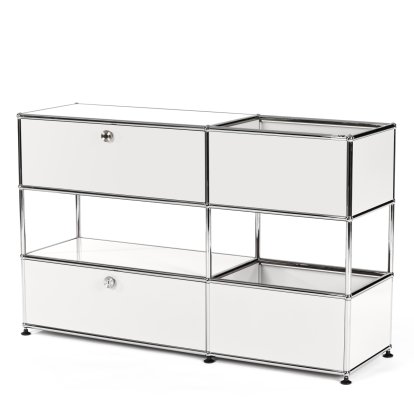Buffet USM Haller pour enfants M avec boîtes de rangement, Monochrome, Blanc pur RAL 9010, Avec porte abattante et porte coulissante (incl. cadre métallique)