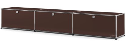 Meuble bas Lowboard XL USM Haller, personnalisable, Marron USM, Avec 3 portes abattantes, 35 cm