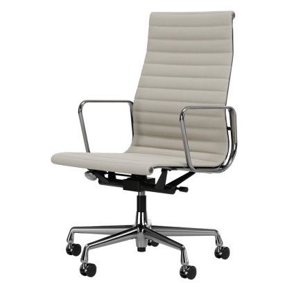 Aluminium Chair EA 119, Chromé, Cuir (Standard), Neige