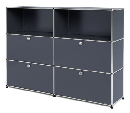 Meuble haut Highboard L USM Haller avec 4 portes battantes, Anthracite RAL 7016