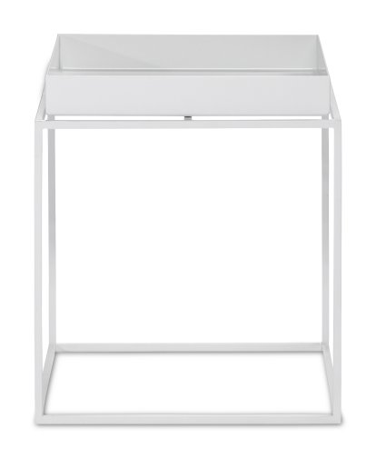 Table avec plateau Tray , H 30/34 x L 30 x P 30 cm, Blanc