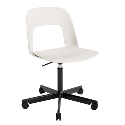 Chaise pivotante Layout 141, Blanc crème, Aluminium thermolaqué noir 