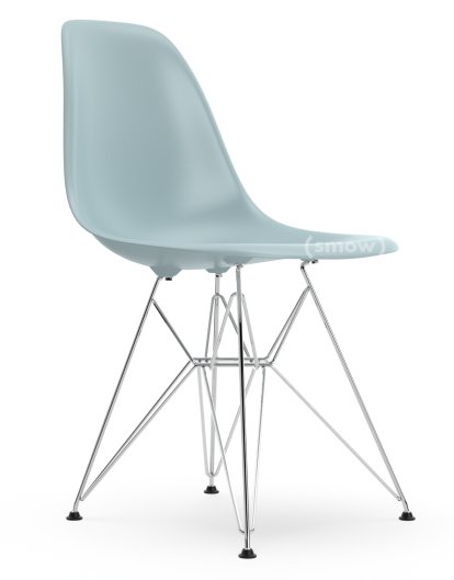 Eames Plastic Side Chair RE DSR, Gris bleuté, Sans rembourrage, Sans rembourrage, Version standard - 43 cm, Chromé