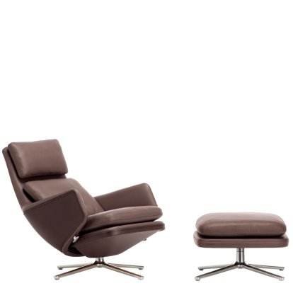 Fauteuil Grand Relax, Avec repose-pieds, Cuir Premium F, marron, Poli, 41,5 cm