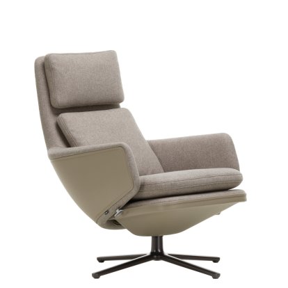 Fauteuil Grand Relax, Sans repose-pieds, Tissu Cosy, fossil / Cuir Forte, sand, Noir basic, 46,5 cm