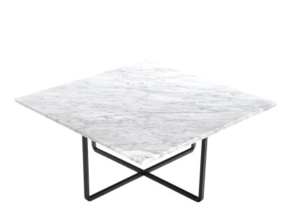 Ninety Table, Grand (H 35 x L 80 x P 80 cm), Blanc Carrara, Acier thermolaqué noir