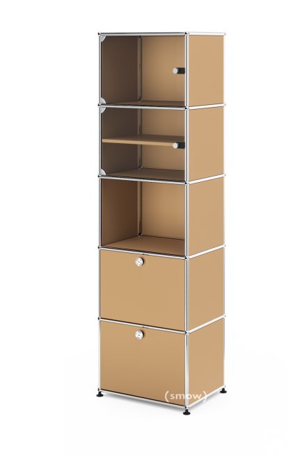 Vitrine USM Haller, H 179 x L 53 x P 38 cm, Beige USM, Tous les compartiments avec serrures