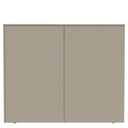 Buffet Aventa Sideboard avec portes, 120 cm, 4 Grilles de hauteur, Mélamine gris pierre, Patin en plastique