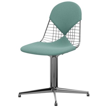 Chaise Wire Chair DKL, Aluminium poli, Coussin pour assise et dossier (Bikini), Menthe / ivoire