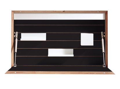 Secrétaire mural Flatbox, Mélaminé noir avec bords bouleau (paquet technologique 1)