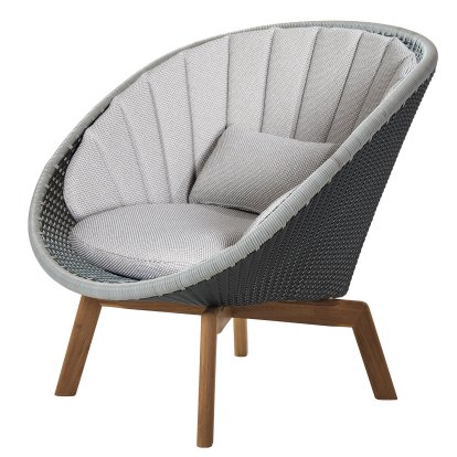 Fauteuil lounge Peacock, Small flat Weave - Grey / light grey, Focus - Gris clair