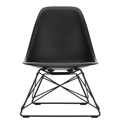 Eames Plastic Side Chair RE LSR, Noir profond, Sans rembourrage, Revêtement thermolaqué noir basic