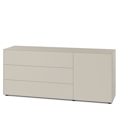 Nex Pur Box 2.0 avec tiroirs et portes, 48 cm, H 75 cm x B 180 cm (avec porte et trois tiroirs), Silk