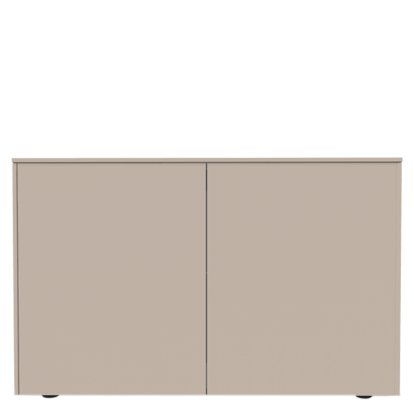 Buffet Aventa Sideboard avec portes, 120 cm, 3 Grilles de hauteur, Mélamine gris cachemire, Patin en plastique