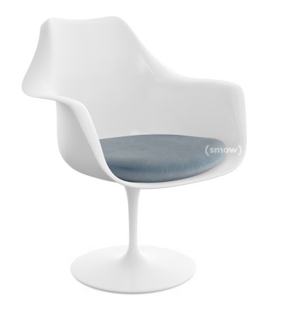 Fauteuil Tulipe Saarinen, Rotatif, Coussin d'assise, Blanc, Steel (Eva 172)