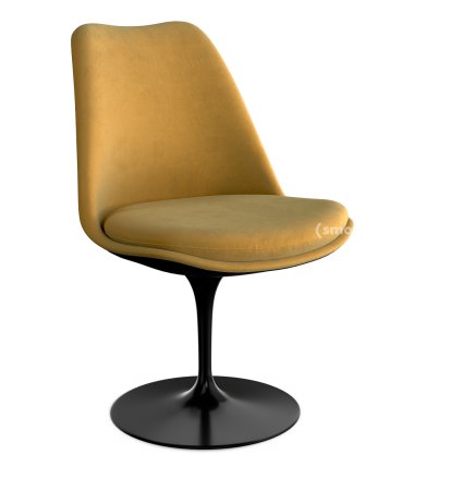 Chaise Tulip Saarinen, Rotatif, Coque et coussin d'assise rembourré, Noir, Gold (Eva 154)