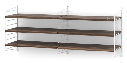 Étagère murale M String, 30 cm, Blanc, Placage noyer