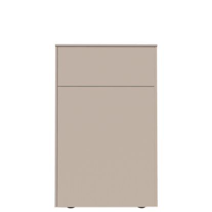 Buffet Aventa avec porte et tiroirs, 60 cm, 4 Grilles de hauteur, Mélamine gris cachemire, Patin en plastique