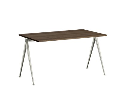 Table Pyramid 01, L 140 x l 75 x H 74 cm, Chêne fumé, Acier thermolaqué beige