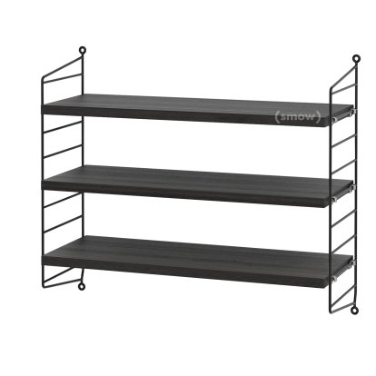Étagère murale S String, 20 cm, Noir, Placage frêne noir