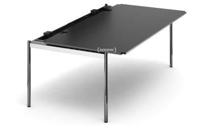 Table USM Haller Advanced, 200 x 100 cm, 41-Linoléum noir, Sans plateau coulissant