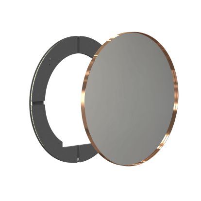 Unu Miroir avec éclairage LED rond (set), ø 80 cm, Cuivre brossé