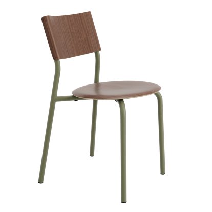 Chaise SSD, métal/bois, Noyer, Vert kaki