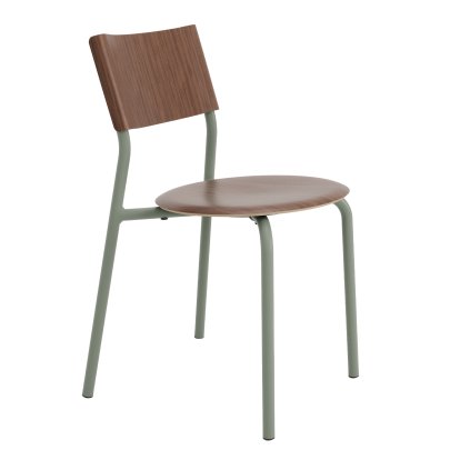 Chaise SSD, métal/bois, Noyer, Gris eucalyptus