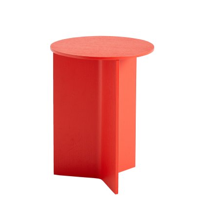Table Slit Bois, H 47 x Ø 35 cm, Laqué rouge candi