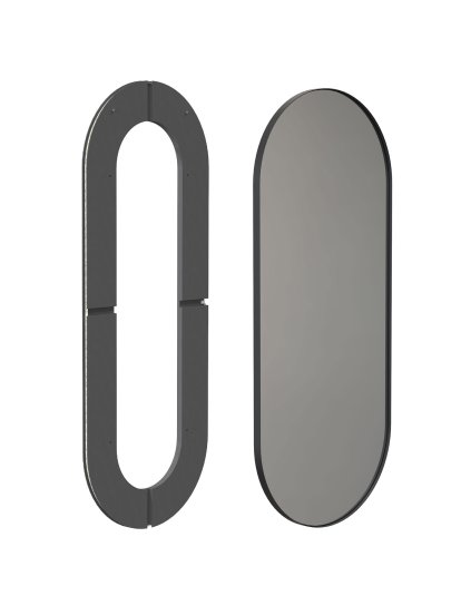 Unu miroir avec éclairage LED ovale (set), H 140 x L 60 cm, Noir mat