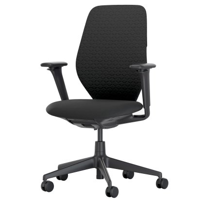 Chaise de bureau ACX Soft, Sans inclinaison avant, avec réglage de la profondeur, Accotoirs F réglables en hauteur, Noir profond, Siège Grid Knit, nero, Roulettes souples pour sols durs