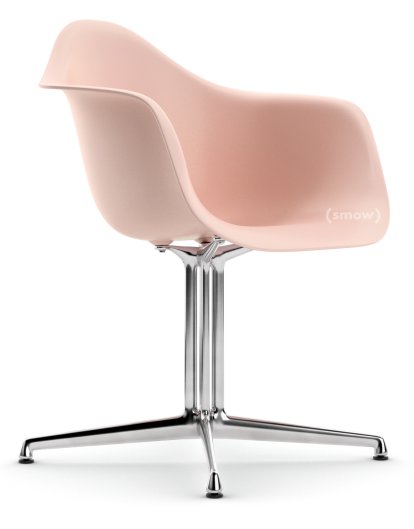 Eames Plastic Armchair DAL, Rose pâle, Sans rembourrage, Sans rembourrage, Aluminium poli, Nouvelle hauteur d'assise (43,0 cm)