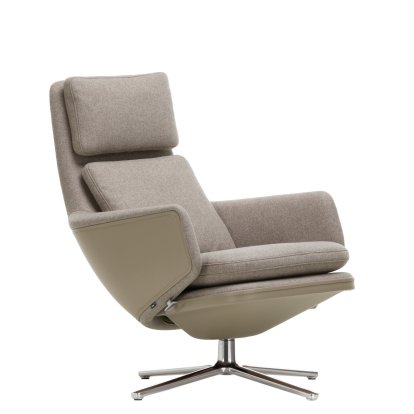 Fauteuil Grand Relax, Sans repose-pieds, Tissu Cosy, fossil / Cuir Forte, sand, Poli, 46,5 cm