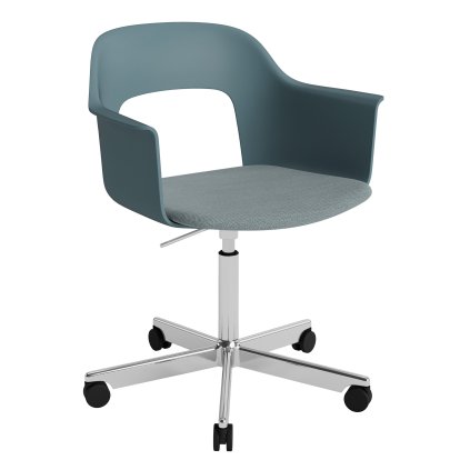 Chaise pivotant Layout 243 avec accoudoirs et assise rembourrée, Océan / Mode 045, Aluminium poli