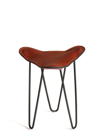 Trifolium Stool, Cognac, Acier thermolaqué noir