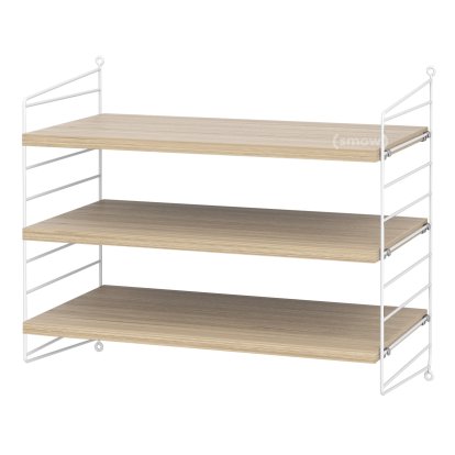 Étagère murale S String, 30 cm, Blanc, Placage chêne