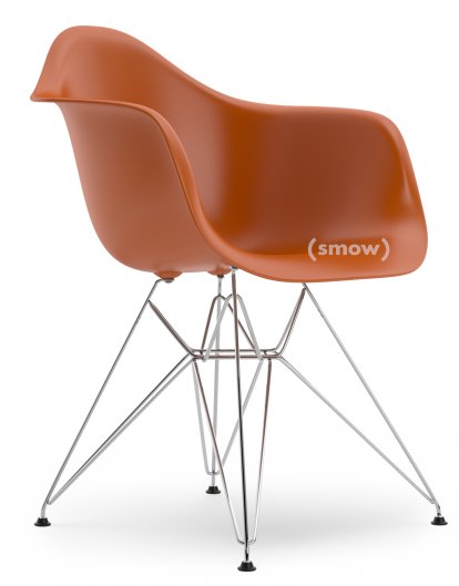 Eames Plastic Armchair RE DAR, Orange rouille, Sans rembourrage, Sans rembourrage, Version standard - 43 cm, Chromé
