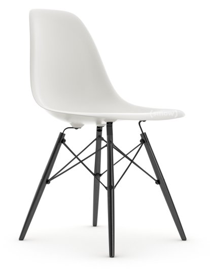 Eames Plastic Side Chair RE DSW, Blanc non-RE, Sans rembourrage, Sans rembourrage, Version standard - 43 cm, Érable noir