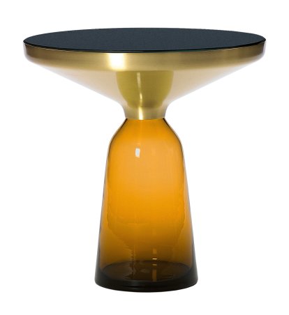Bell Side Table, Laiton laqué clair, Orange ambre
