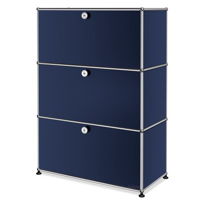 Meuble haut Highboard M USM Haller, personnalisable, Bleu acier RAL 5011, Avec  porte abattante, Avec  porte abattante, Avec  porte abattante
