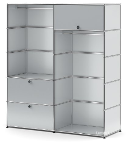 Penderie USM Haller L avec 2 tringles, Argent mat USM