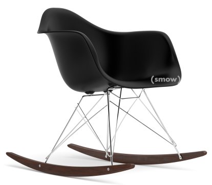 Fauteuil Eames Plastic Armchair RE RAR, Noir profond  , Chromé, Érable foncé
