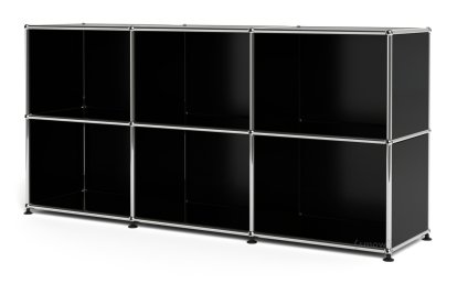 Meuble mixte Sideboard 50 USM Haller, personnalisable, Noir graphite RAL 9011, Ouvert, Ouvert