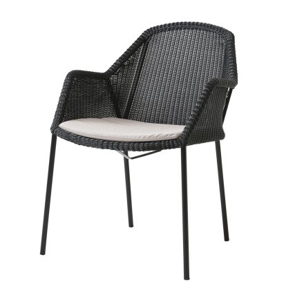 Chaise Breeze, Noir, Avec coussin d'assise, Natté - Sable