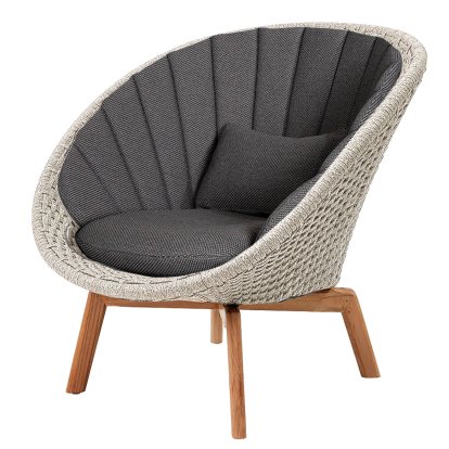 Fauteuil lounge Peacock, Medium flat soft Rope - Sand, Focus - Gris foncé