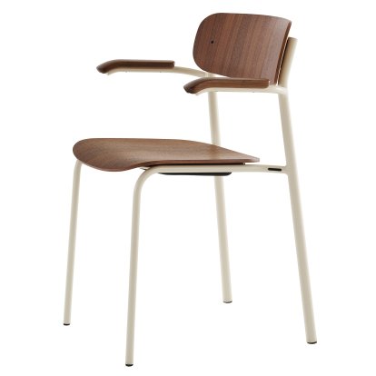 S 243 F Fauteuil, Blanc perle (RAL 1013), Noyer verni transparent