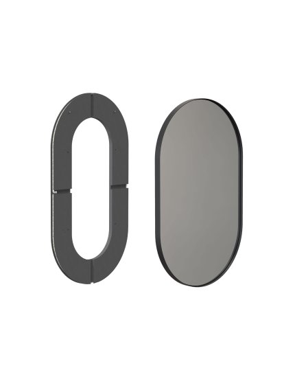Unu miroir avec éclairage LED ovale (set), H 100 x L 60 cm, Noir mat